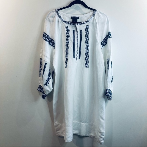 GRACE Sz L Embroidered Sleeves and Front Straight Lines Balloon  Sleeves Tunic - Picture 3 of 10